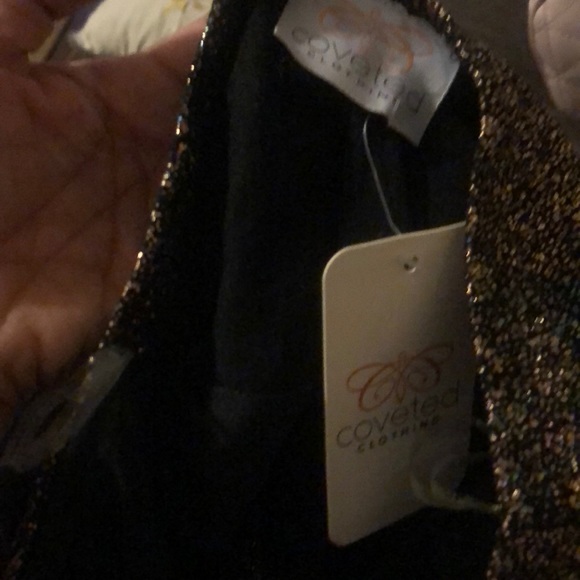 New Brown sparkle plunge-neck Strapless dress - Picture 6 of 6